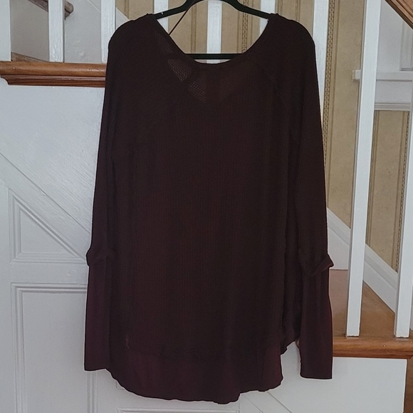 WE THE FREE FREE PEOPLE Laguna Thermal Wine Shirt Size Medium - Picture 4 of 8